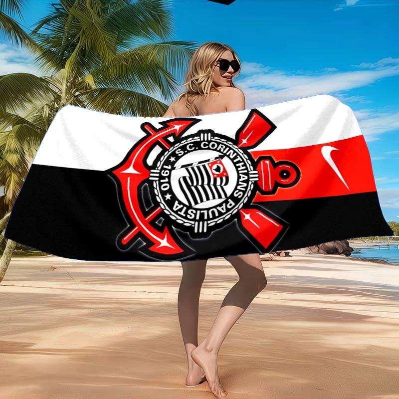 Sport Club Football Crest Printed Microfiber Beach Towel, Soft And Absorbent, Quick-Dry, Ideal for Summer Travel, Beach Essential, Swimming Pool
