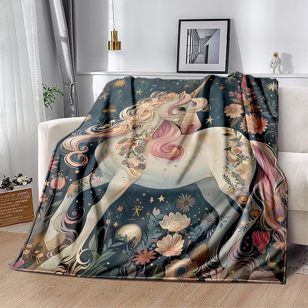 Vintage Flanelowy Koc z Wzorem Kwiatowym i Zwierzęcym - Miękki i Odpowiedni do Sof, Łóżek, Biur, Podróży, na Wszystkie Pory Roku oraz Świetny Prezent Świąteczny.