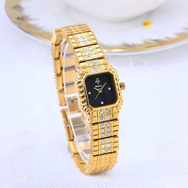 Women Dress Bracelet Watches Clock Relógio Fashion Rhinestone Square Small Dial Steel Band Ladies Watch Elegant