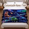 Dinosaur Theme Soft Blanket Personalized Custom Name Text Print Warm Blanket Home Sofa Bedroom Decor