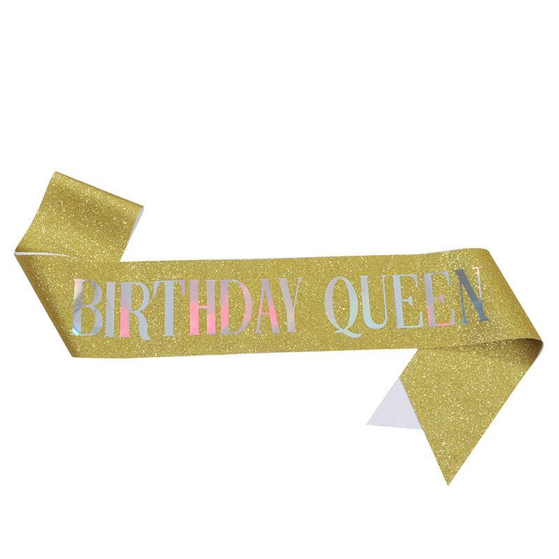European & American Glitter Princess Birthday Sash for Girls