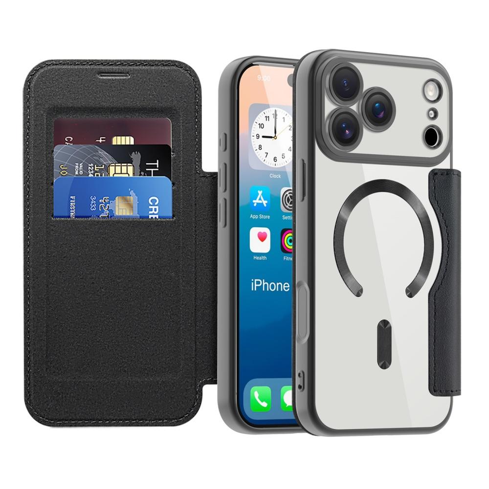 3in1 Business Leather Flip Magnetic Case for iPhone 17 16 15 14 Pro Max Card Wallet Plating Clear Case For iPhone 16 15 14 Air