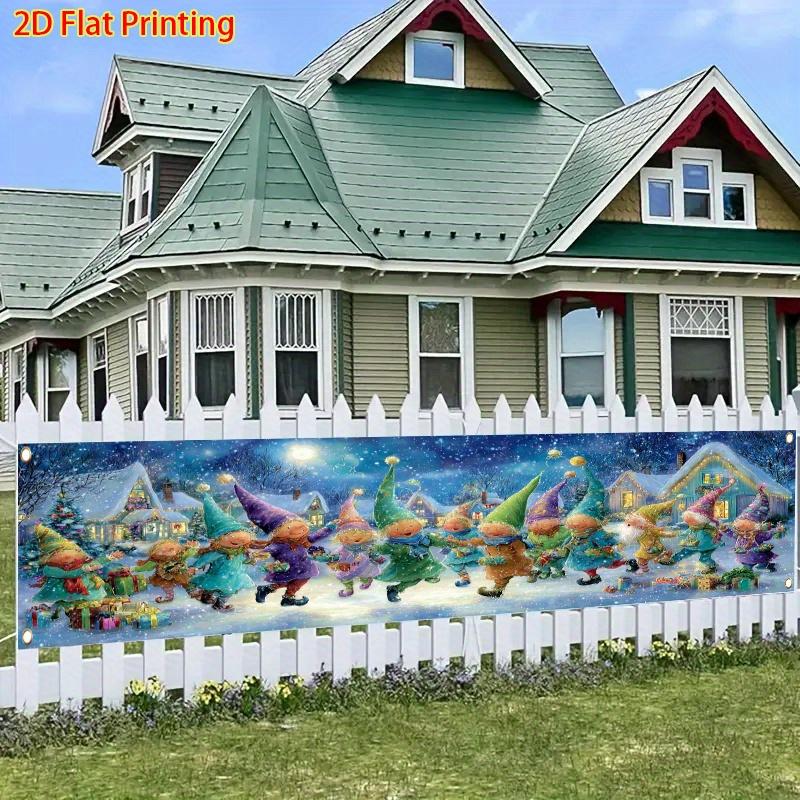 Festive Gift Box Christmas Outdoor Yard Banner, Garden Fence Porch Party Decor