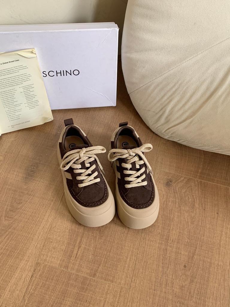 Shougu popular big head retro bread shoes women's 2025 new matte leather niche student platform sports shoes tide