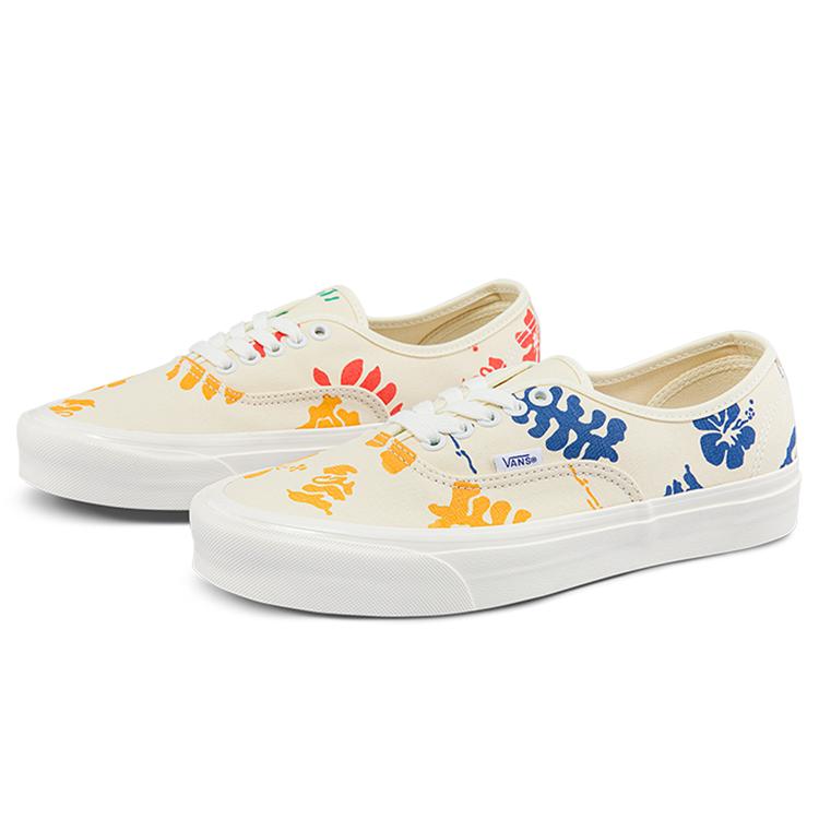 Vans Authentic 44 Dx Low Tops Casual Skateboarding Shoes White Multi Color Printing Unisex 'White Blue Yellow' VN0A5KX4AWD