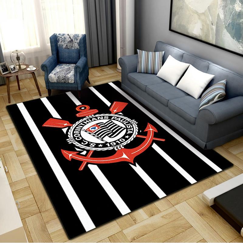 Tappeto SC Corinthians Paulista per Soggiorno Camera da Letto Casa Decorazione Divano, Tappetino Antiscivolo per Giochi Bambini