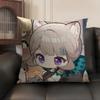 Lynette Cute Genshin Impact Cushion Cover Natural Linen Organic Fabric Double-Sided Printing Sofa Home Decor Gift Pillow Case