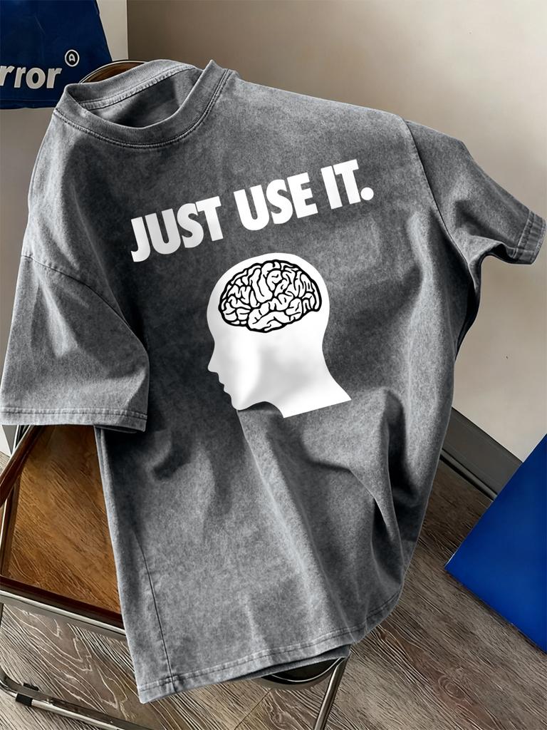 Brain Just Use It Printing Washed TShirts Women Cotton Oversize T Shirt Summer Soft Short Sleeve Tops Casual ONeck Clothes