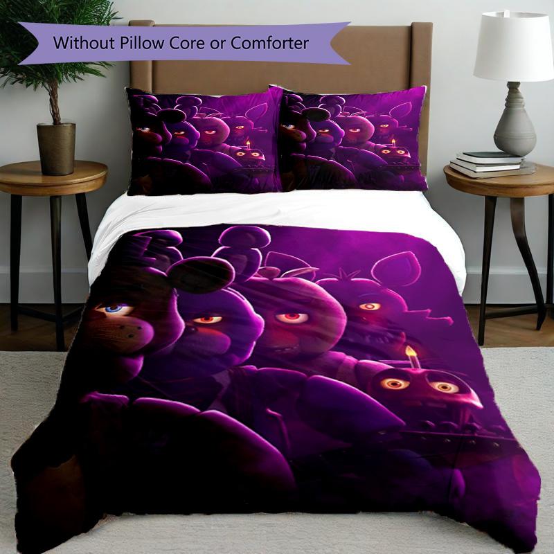 3pcs Duvet Cover Set (1*Duvet Cover + 2*Pillowcase, Without Core), Five Nights At Freddy's Print Bedding Set, Bedroom Decor, All‑Season, Birthday Gift