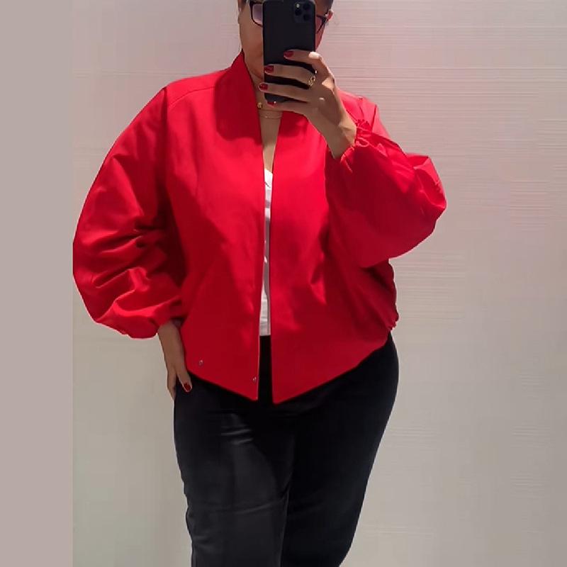 Giacca Casual Slimming da Donna a Collo Alto Retro a Petto Singolo