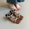 Thick-soled Wedge Heel with Square Head Sandals Women's Versatile Open-toed Skirt Retro Casual Shoes
