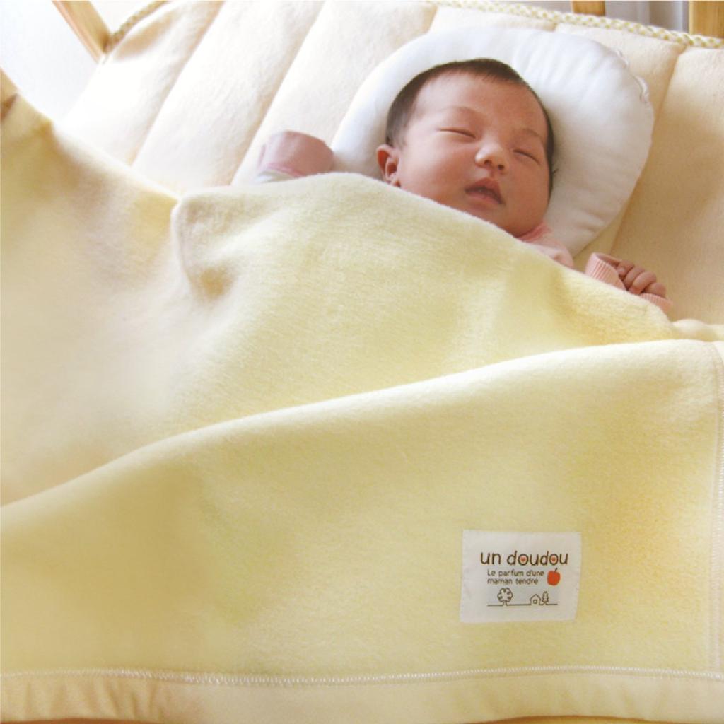 un doudou Made in Japan Baby Cotton 85 x Solid Blanket, 115cm, Color, 100% Cotton, Cream, 1321-CR