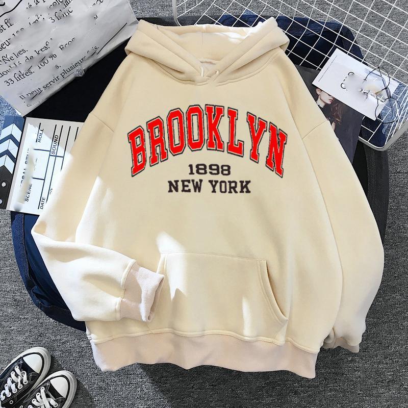 Spring Autumn Hoodies Printed Brooklyn Lette Streetwear Men Women Fashion Oversized Hoodie Tracksuits Unisex Clothing Coat