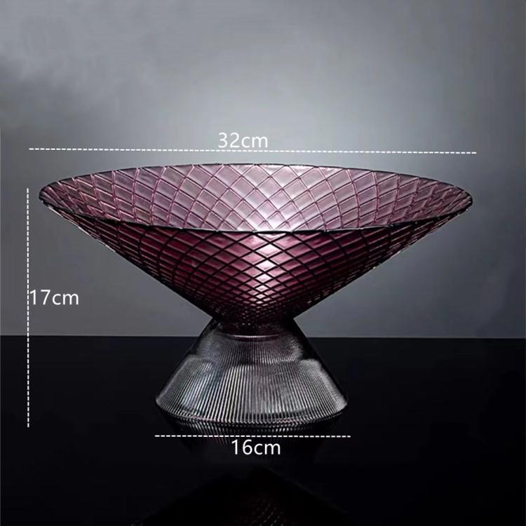 PET Fruit Plate With Base Diamond Pattern Simple Creative Home Decorative Living Room Coffee Table Candy