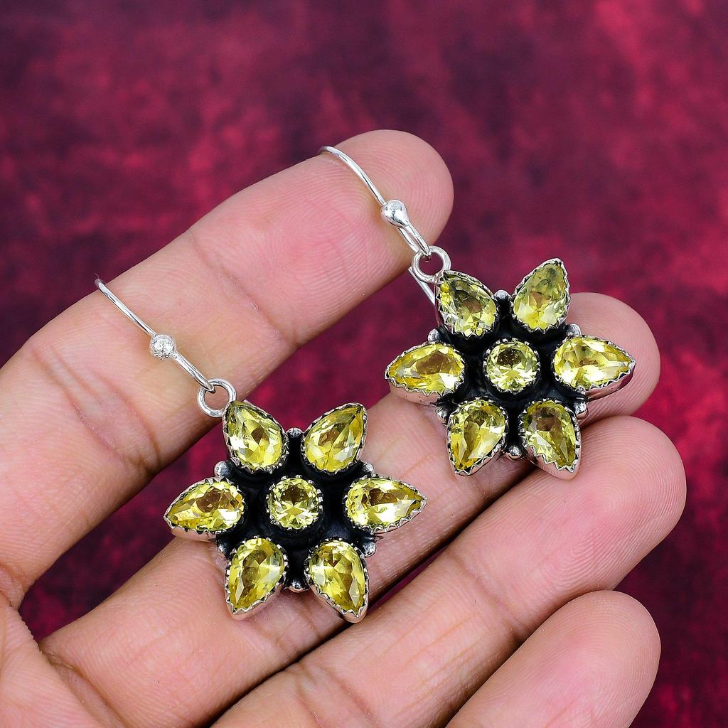 Citrin Ohrringe, 925 Sterling Silber Edelstein Schmuck, handgefertigte Ohrringe, für Thanksgiving