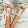 Boho Style Rhinestone Flat Sandals - Slip On Elastic Strap Beach Shoes with Bling Accents