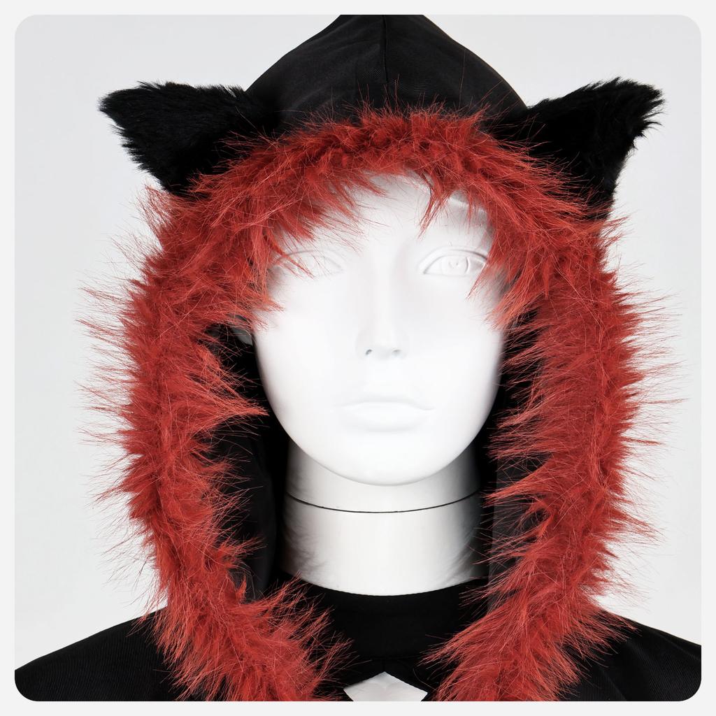 Reincarnata come Spada Fran Cosplay Ragazza Gatto Nero Mantello Completo Costume Femminile Anime