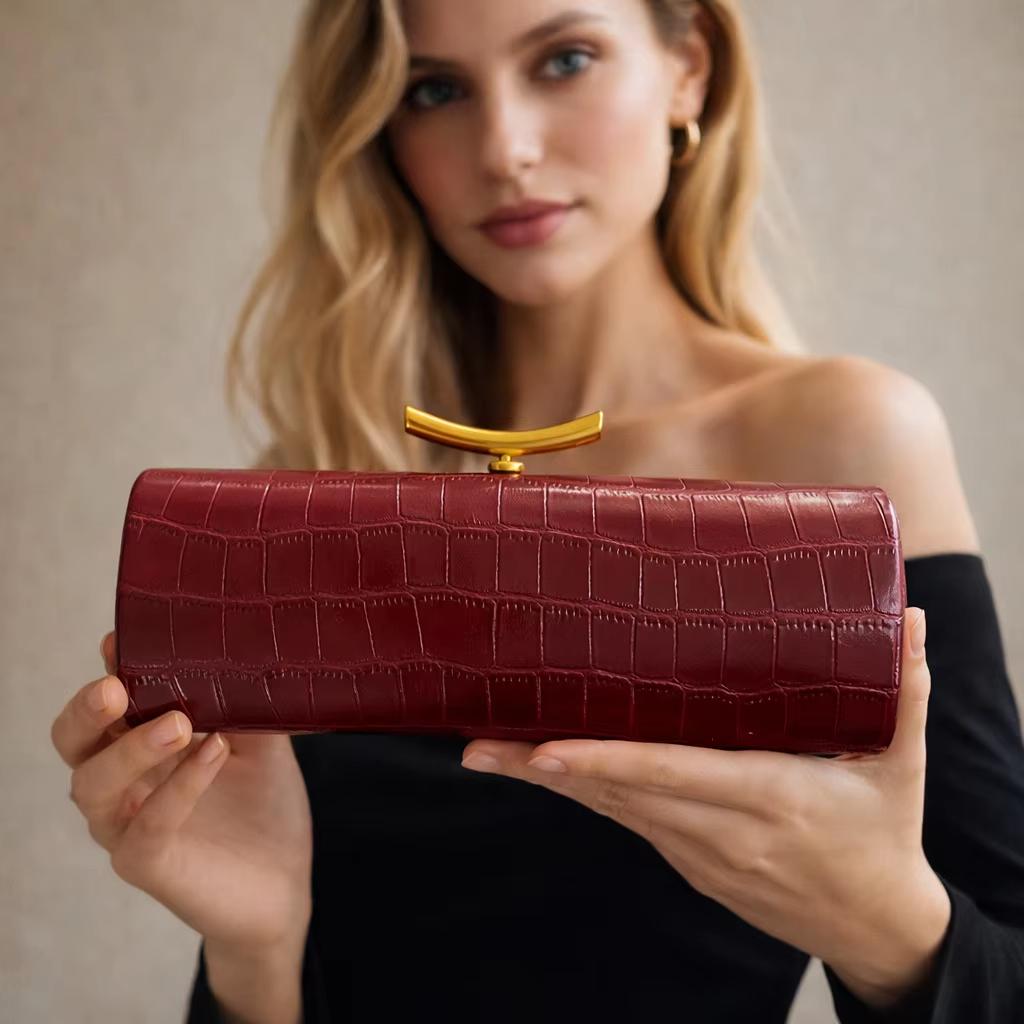 2026 Nuova Borsa da Sera Transfrontaliera in PU con Motivo Coccodrillo Forma alla Moda Borsa a Spalla Singola Tracolla Borsa da Festa per Donna 23 cm