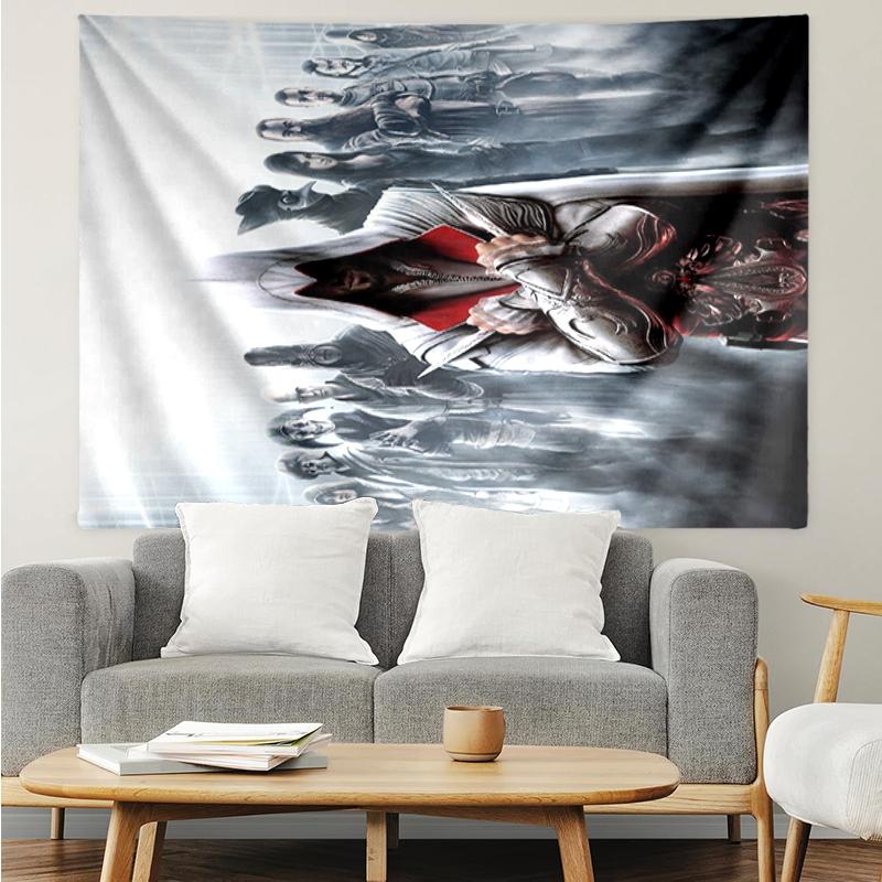 Tapeçaria com Estampa de Assassin's Creed, Fundo, Montagem Fácil, Ideal para Quarto, Escritório e Sala de Estar, com Decoração Estética para Pendurar na Parede.