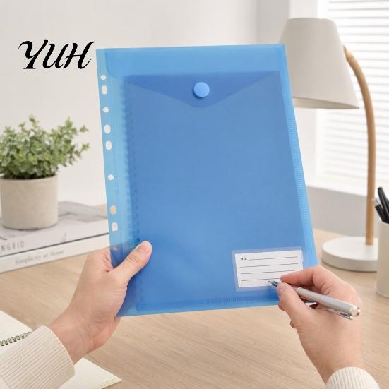 Dustproof Document Holder Clear Poly Envelope Binders Pocket Insert with Hook And Loop Closure, Plastic Project Organizer Documents File Folders Label