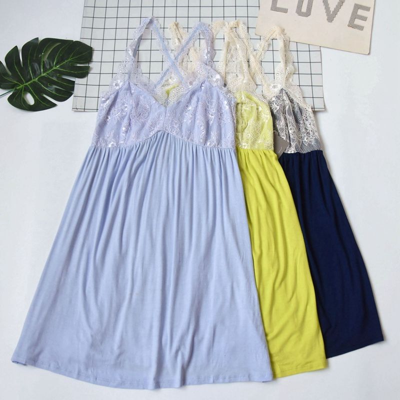 

Cross Foreign Order Summer Sexy Backless Modal Lace Fluorescent Green XS