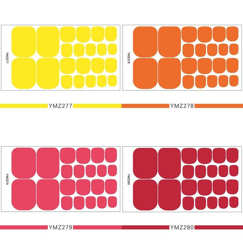 1PC Solid Color Toenail Polish Stickers Full Cover Waterproof  Toe Nail Patch Eco-friendly Long Lasting Toenail Decals Sticker(YMZ277-YMZ308)