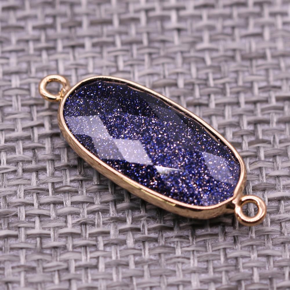 1Pc Reiki Healing Crystal Connector, Energy Natural Stone Oval Quartz Agate Amethyst Gemstone Pendant Charms Connectors for DIY Jewelry Making Craft