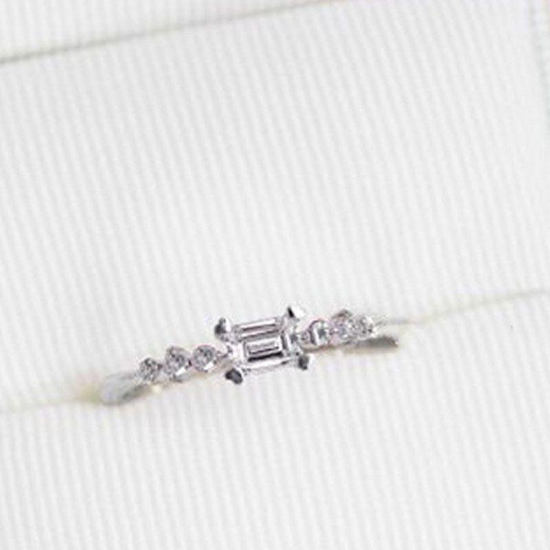 Exquisite Silver Plated Natural Gemstones Square White Sapphire Wedding Birthstone Ring For Timeless Elegance