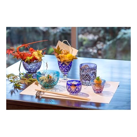 Glass Studio Saiho Edo Kiriko Shochu Glass, Rock Glass, Old-fashioned, Purple, Pair, Ken-Yarai-Kasan