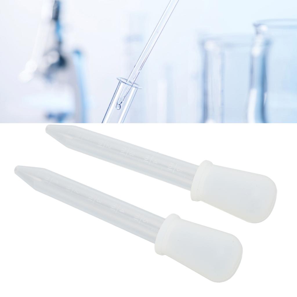 2pcs Liquid Dropper 5ml Capacity Safe Reliable Light Weight Compact Portable Pipettes for Scientific ExperimentsWhite