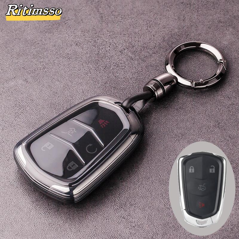 Car Key Shell Case Cover For Cadillac Ats Ct6 Cts Dts Xt5 Escalade Esv Srx Sts Xts Elr 2014 - Remote Key Holder Keychain