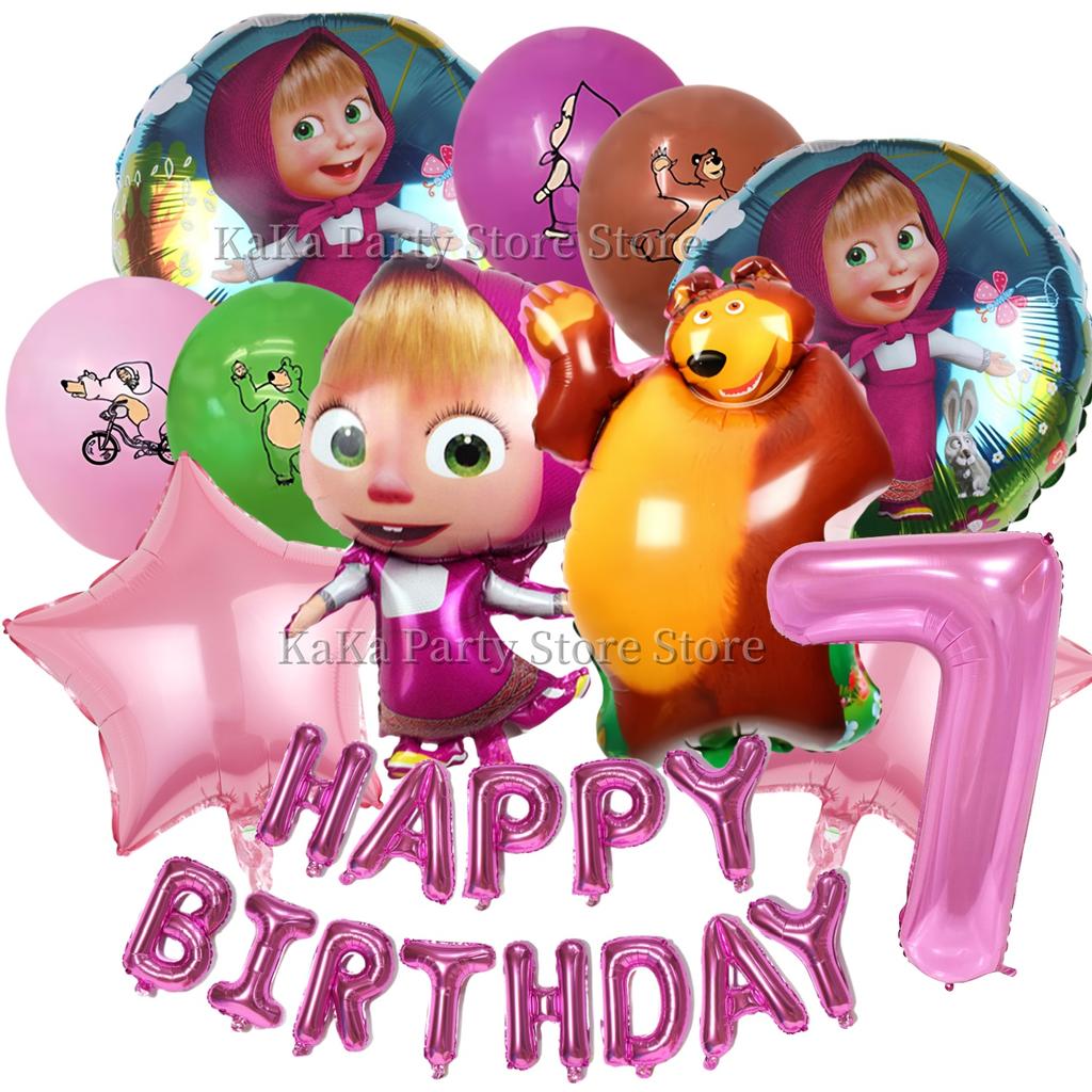 Dívka a medvěd Narozeninová sada Party dekorace Narozeninové talíře Ubrus Ubrousky Dárková taška Oslava pro miminko Party drobnosti Potřeby