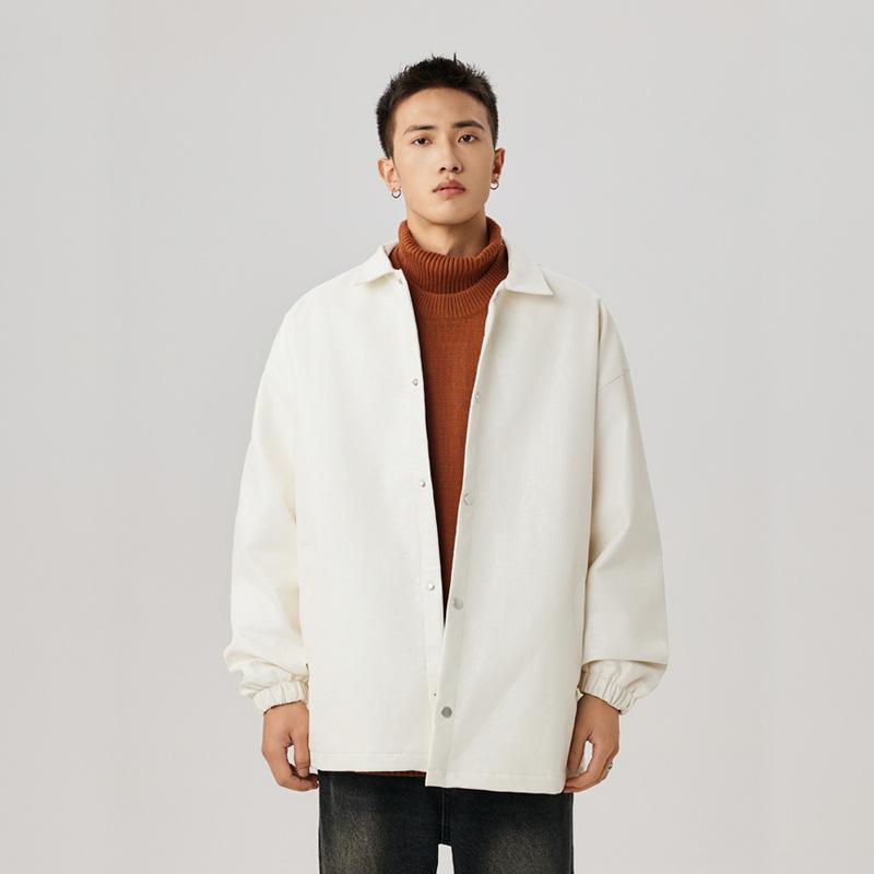 

Осенне-зимняя американская ретро-куртка из крокодиловой кожи с лацканами, повседневное свободное пальто S белый