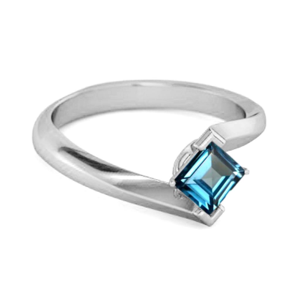 London Blue Topaz Sleek Tension- 925Style Ring - 925 Sterling Silver