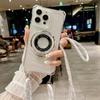 Four Corner Anti-Fall Bracket Lanyard Transparent For Magsafe Phone Case For 18 17 Pro Max 15 14 13 12 Mini 11 16 Pro Max