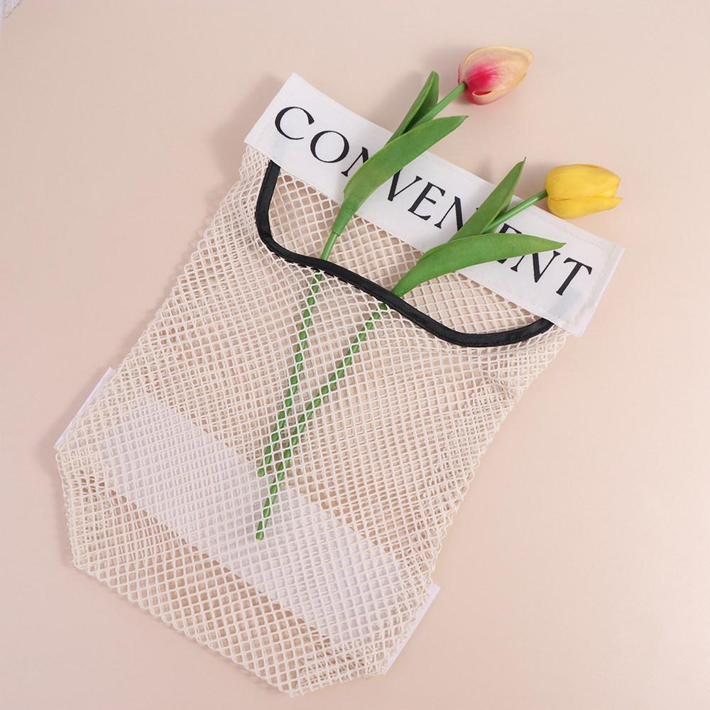 

Beige Plastic Shopping Bags Dispenser Self-Adhesive Net Storage Grocery Bag Kitchen