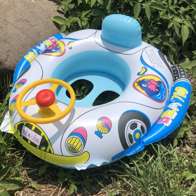 Large Toddler Boat-Themed Swimming Ring with Canopy & Steering Wheel