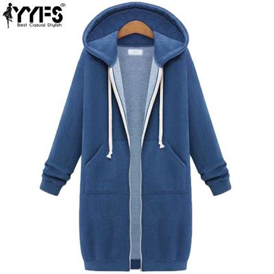Women's Fashion Casual Solid Color Print Autumn Winter Long Sleeve Hooded Jackets & Coats