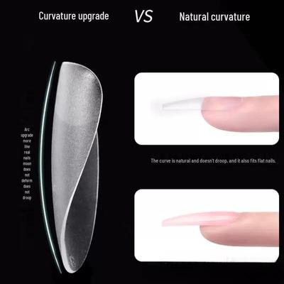 Super Thin Long Ladder Frosted Nail Art Tips - Single Replacement Numbers, Wear Full or Half, No Carving Needed, Water Drop Design.