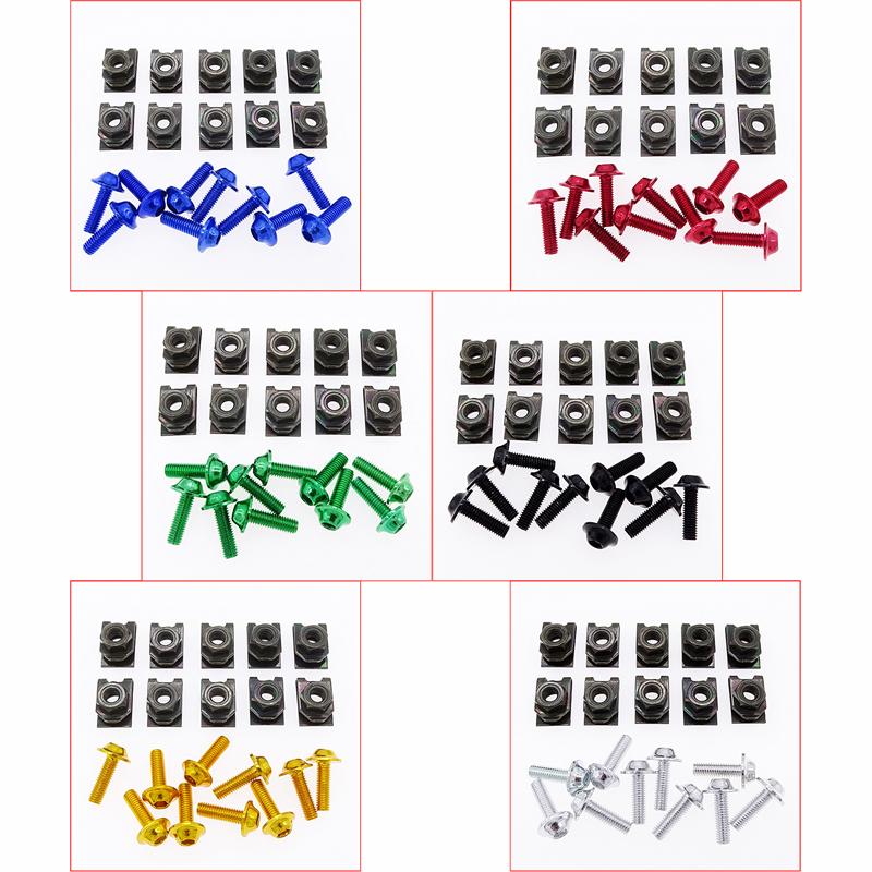 10 Pcs Aluminum Alloy Screw Bolt and U Type Clips with Nut M5 5mm for Motorcycle Scooter ATV Moped