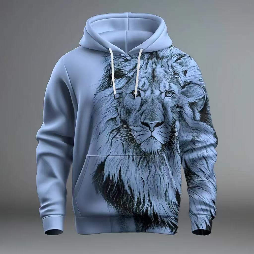 Winter New Sweater European and American Style Lion Animal 3D Three-dimensional Printing Pattern Large Size Loose Sweater