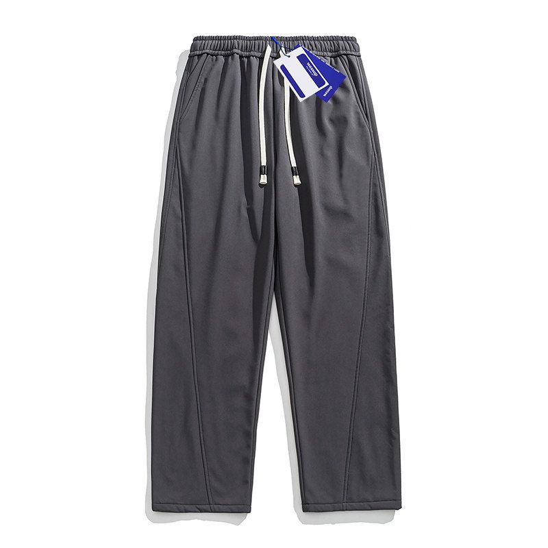 

Lamb Wool Cotton Pants for Teenagers, Winter Fleece-Lined Thickened Straight-Leg Casual Pants, Warm and Cold-Resistant Long Pants for Men and Women Gray (Solid Color) 3XL