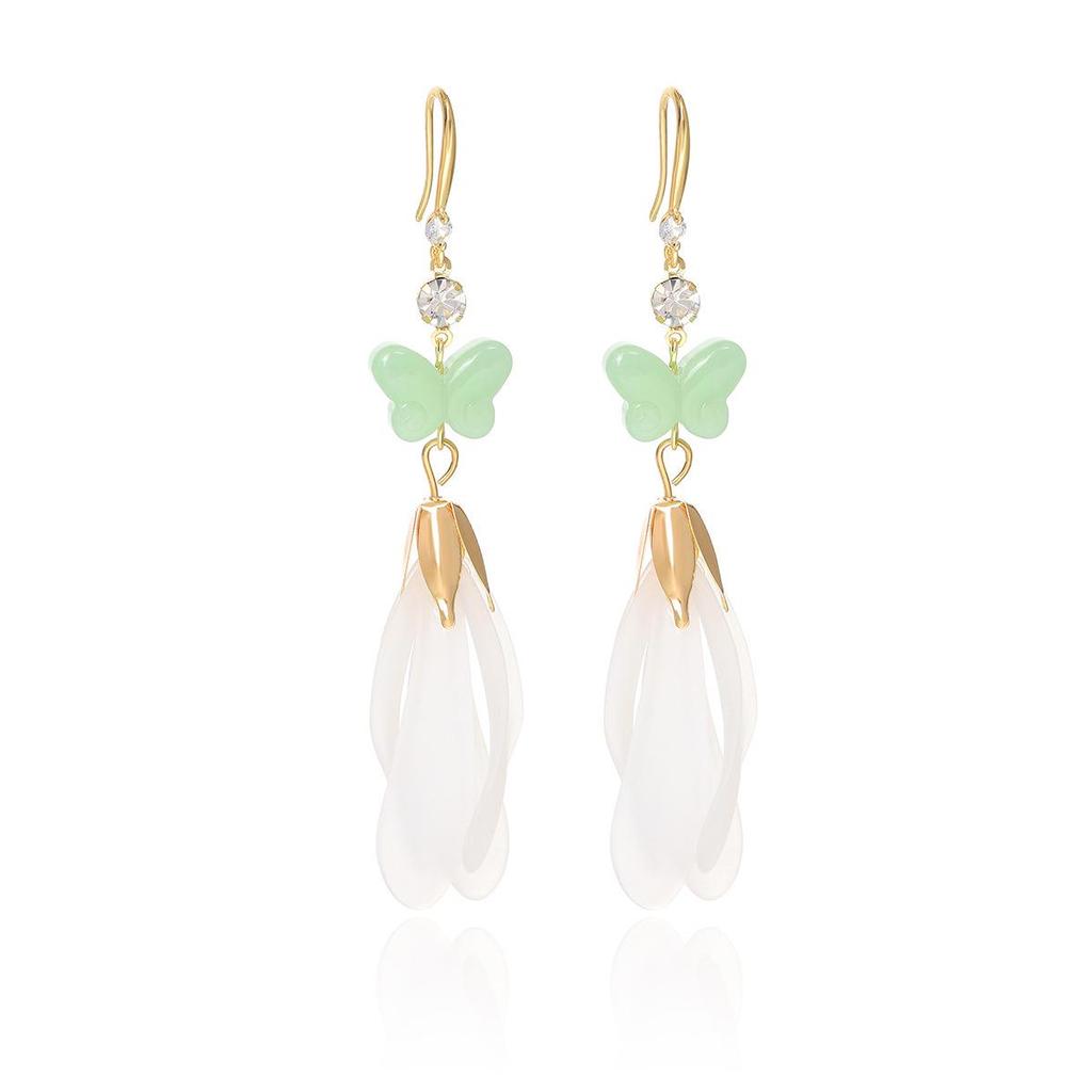 Mori Style Butterfly Rhinestone Petal Earrings for Women – Versatile & Elegant.