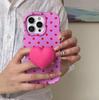 INS-Style Polka Dot & Heart Frosted Case for Apple 16/17 Pro Max & 14/15 Pro
