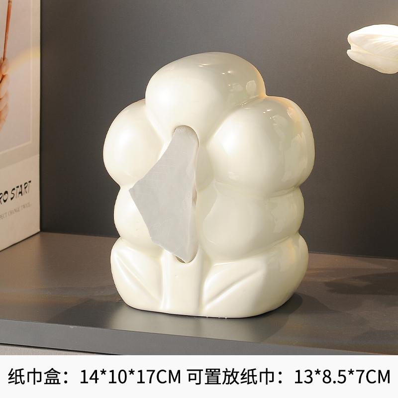 Creative Lovely Flower Tissue Box High-end Luxury Living Room Household Coffee Desktop Decoration Cream Wind Ceramic Napkin Box