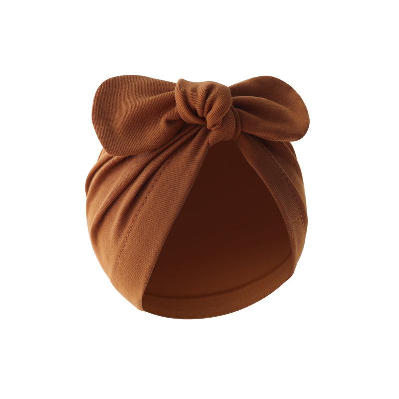 Cute Bunny Ears Baby Turban Hat Solid Color Soft Cotton Infant Beanie Cap Toddler Bonnet Headwrap for Baby Boys Girls