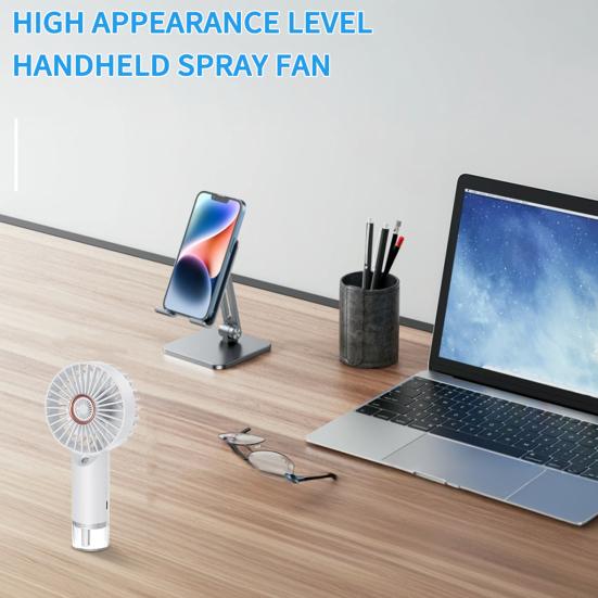 Handheld Misting Fan Portable Rechargeable Spray Fan with Long Battery Life Travel Cooling Fan with Multi-Level Wind and Spray Modes for Travel Home