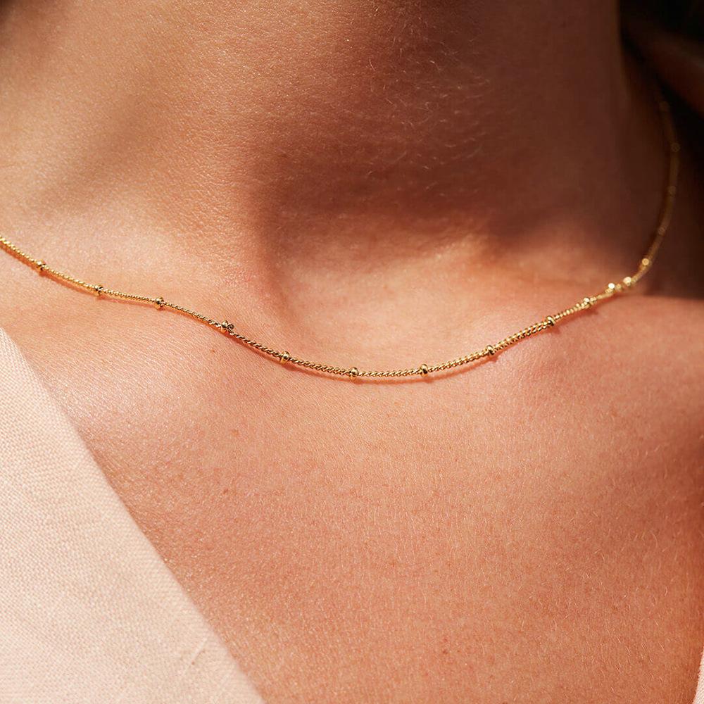 European and American INS rust-free waterproof stainless steel fine bead chain necklace type minimalist fashion stacked collar necklace