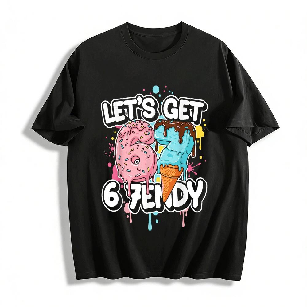 

Let s Get 67endy Dessert Print Casual Top Pure cotton T-shirt XXS