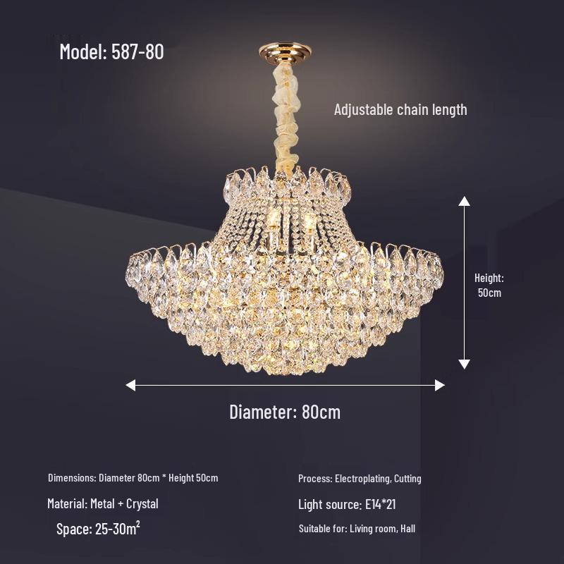 Luxurious Post-Modern Crystal Chandelier for Living Room, Lobby, or Restaurant